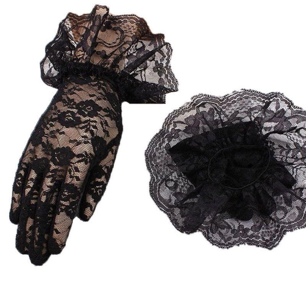 Wrist Length Women's Lace Gloves Full Finger Gloves for Dinner Fancy Costume Accessories