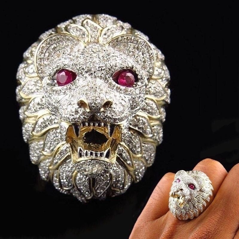 New Domineering Men's Ring Creative Lion Head Shape European and American