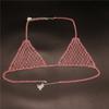Fashion Luxury Red Crystal Sexy Body Chain Set Sexy Bikini Bra Short Skirt Body Jewelry Women