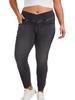 Cross-Waist Plus Size Skinny Jeans with Butt-Lifting Pockets & Monkey Wash