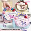 Kids Pony Pencil Case With Multiple Compartments Oxford Fabric For School Supplies
