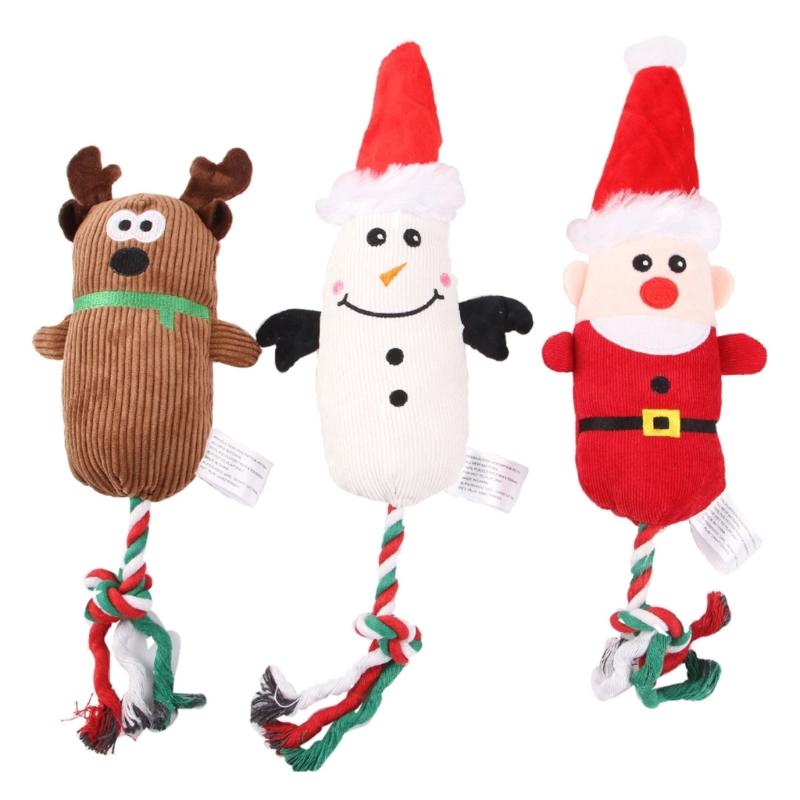 Squeaky Dog Toy For Large Dog Durable Stuffed Dog Toy Plush Dog Toy For Aggressive Chewers Cute Christmas Plush Chew Toy
