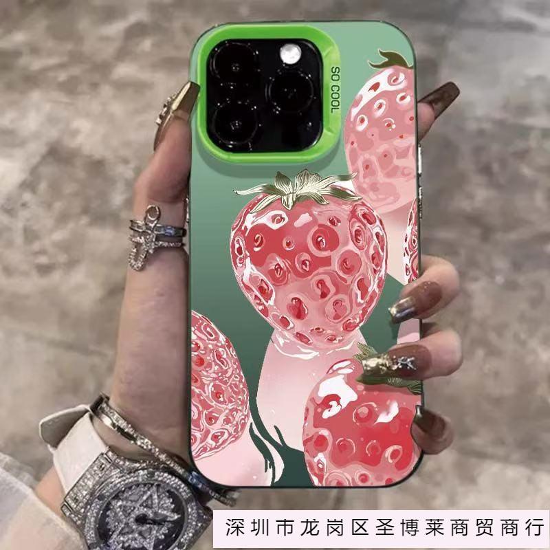 The new crystal strawberry is suitable for iphone16 mobile phone case Apple 15promax/1413pro/12/11.
