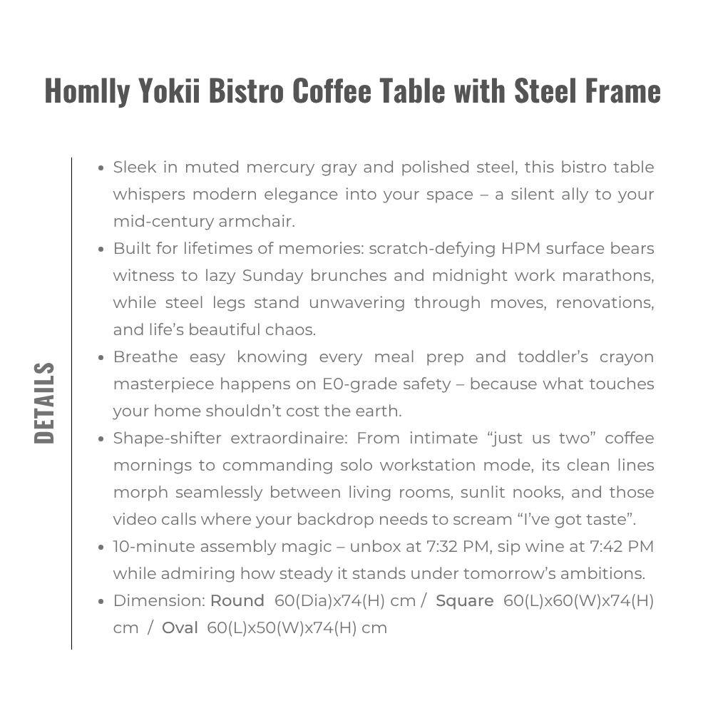 Homlly Yokii Bistro Coffee Table with Steel Frame