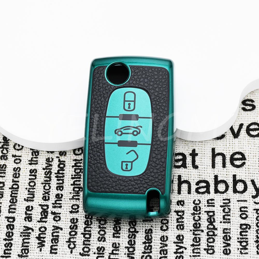 Shell Fob For Citroen Xsara Picasso C5 C6 C8 Leather Tpu Car Remote Key Case Cover For Peugeot 107 207 307 308 407 607 3008 5008