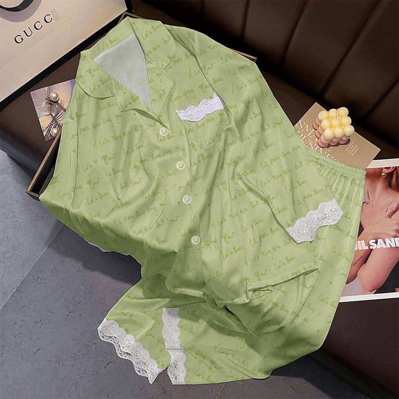 Star Print Ice Silk Women Spring And Autumn Pajamas Long Sleeves High-End Fashion Loungewear Suit