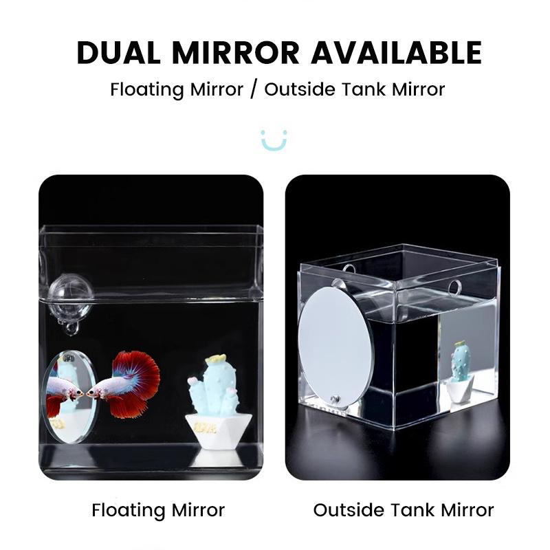 Aquarium Acrylic Betta Training Mirror Fish Tank Floating Mirror for Fish Betta Flowerhorn Cichlid Training Fish Tank Ornaments