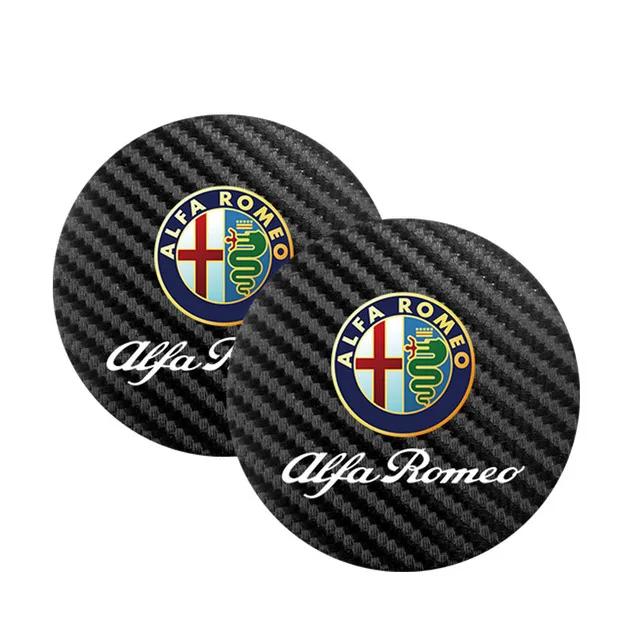 

For Alfa Romeo 2026 Hot Sticker 2Pcs Leather Coaster Anti-noise Water Cup Pad Cushion For Alfa Romeo Giulietta Giulia GT 159 147