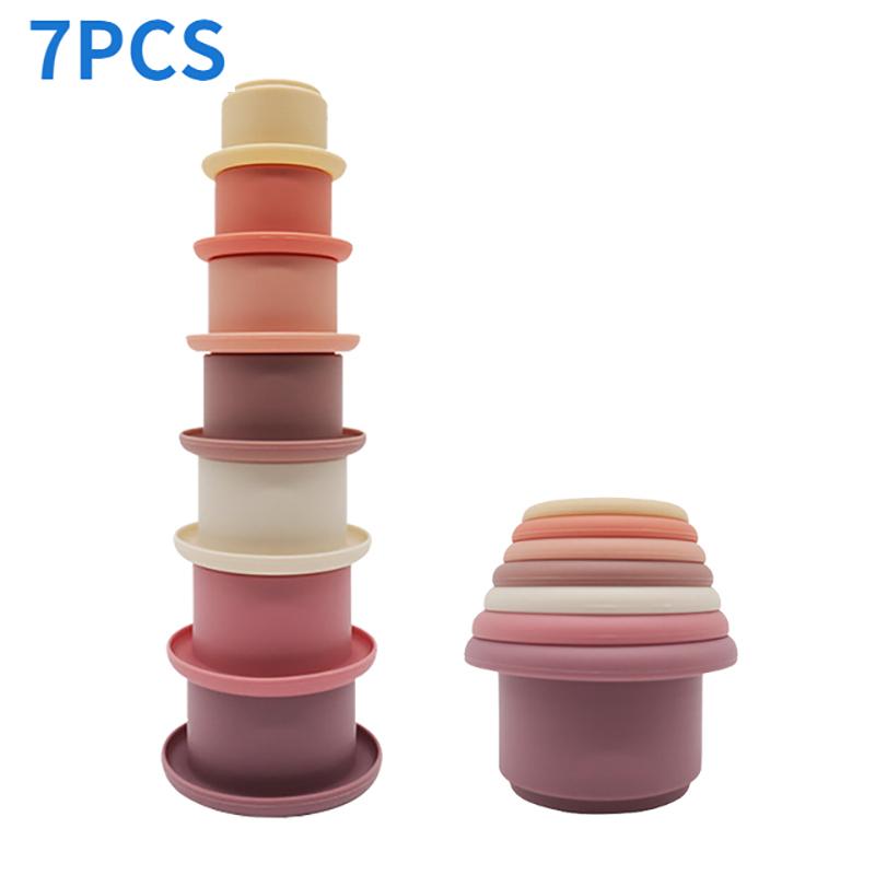 

Детские силиконовые штабелируемые чашки, Монтессори, строительный блок, песочные часы без BPA, игрушки для раннего образования, стек, башня, подарки для мальчиков и девочек