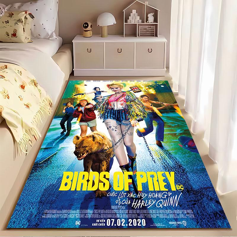Harley Quinn Birds of Prey Carpet suitable as a non-slip mat for the living room or bedroom sofa