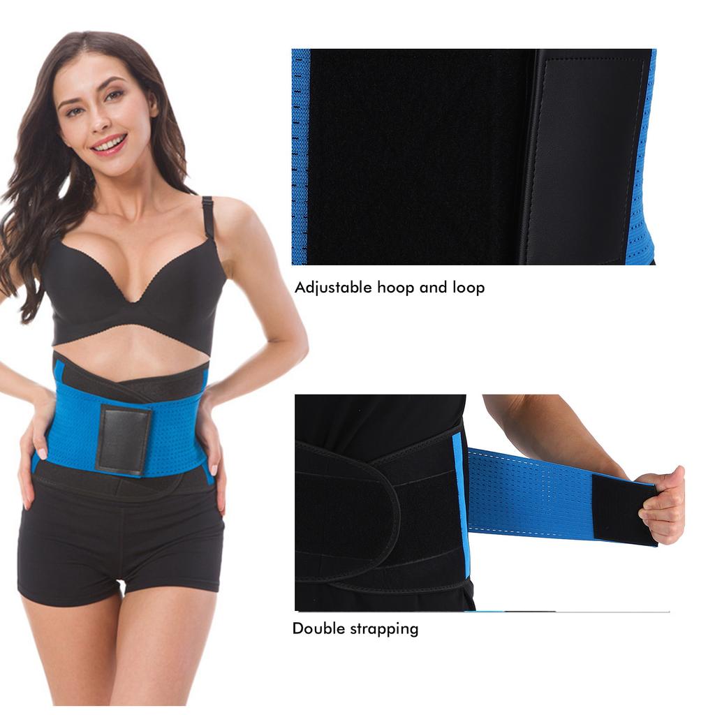 Breathable Warming Waistband Soft Adjustable Abdominal Wrap Waist Back Support BeltBlue L