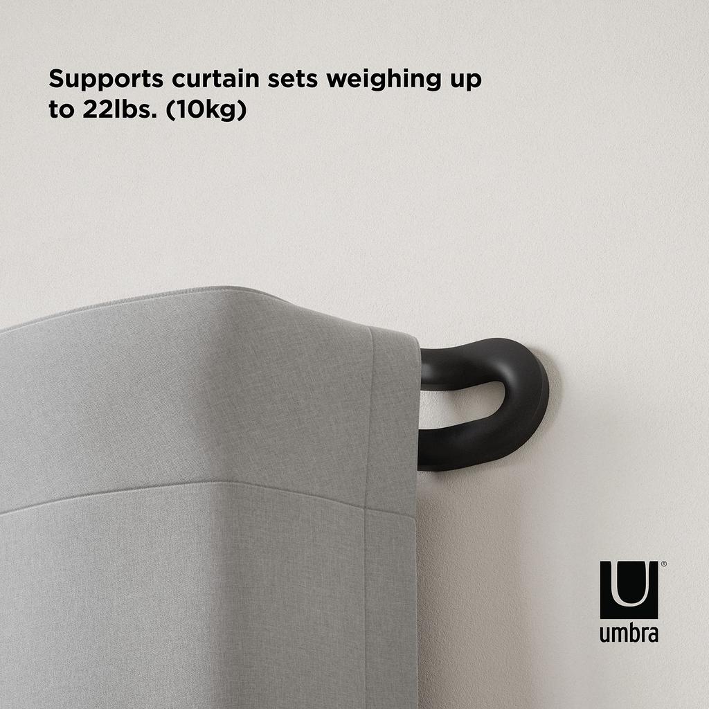 Official Umbra Extendable Curtain Double Curtain Width 21017290038 Pole, Rod, Black, 107-305cm, Midnight,