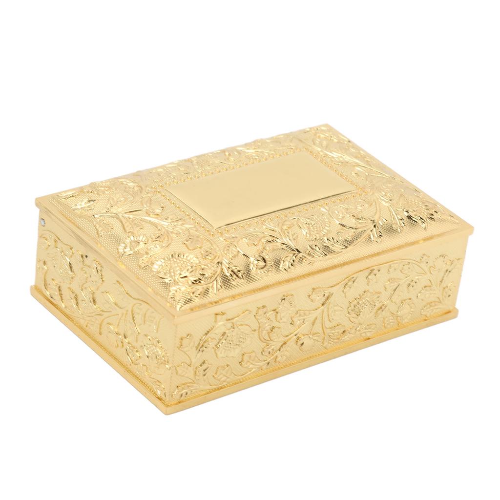 Vintage Jewelry Box Carved Elegant Colorfast Zinc Alloy Soft   Lining Trinket Storage Box for Dressing Table Shelf