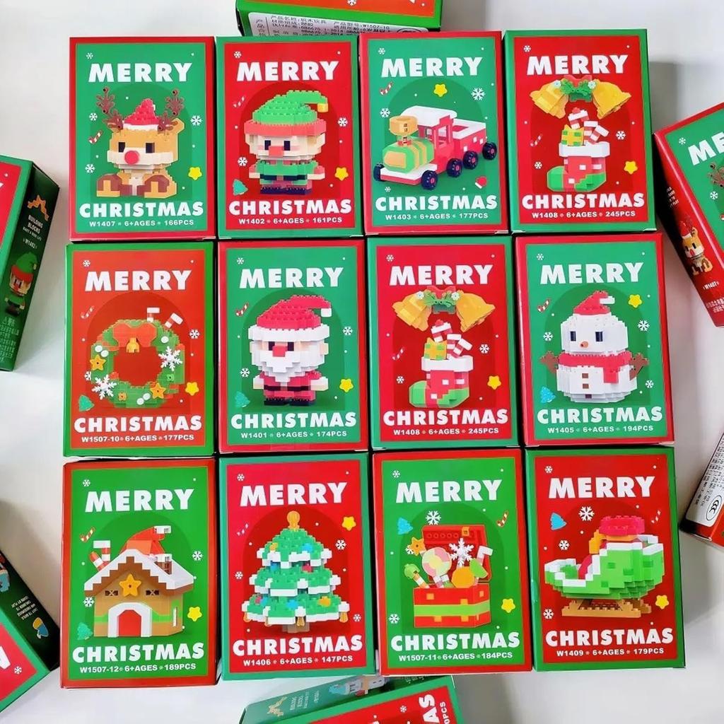 Claus Modeling Building  Set Of 12, Christmas  Building,Christmas Theme DIY Decorations, Christmas Dolls, New Year's Birthday Gi