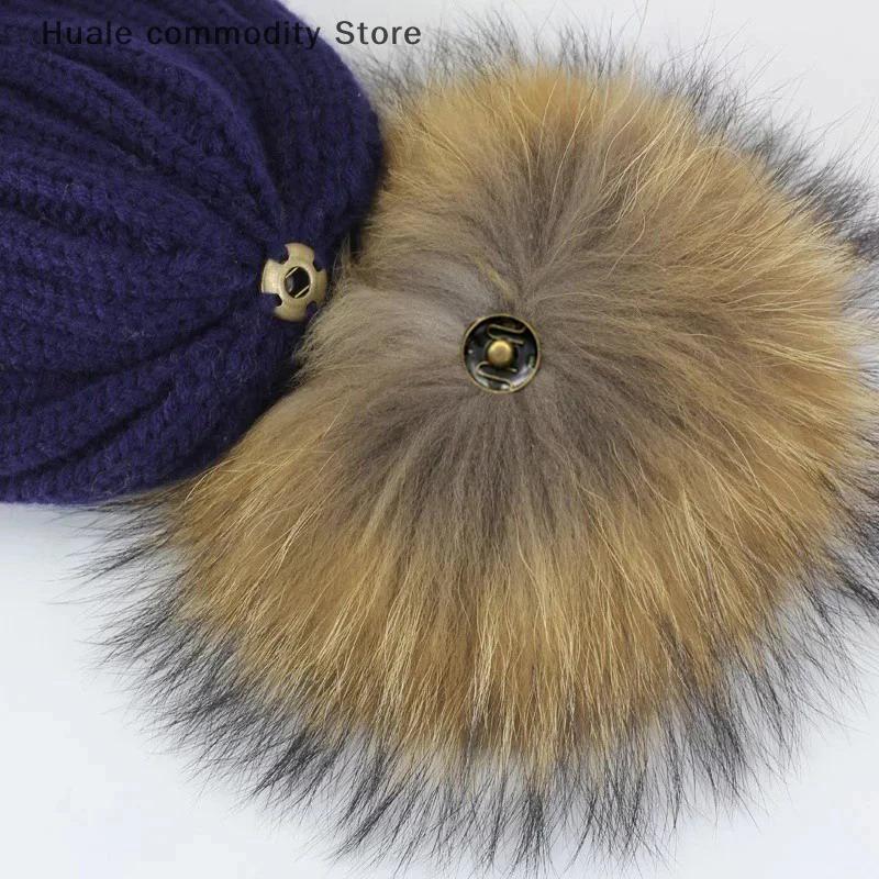 12cm Plush Hair Ball With Snap Button Soft Faux Fox Fur Pompoms DIY Baby Beanie Hats Shoes Crafts Decorative Accessories