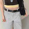 Unisex Punk  Rivet Waist Belt For Jeans, Casual And Streetwear Style Adjustable Pu Leather Belt For Men Women