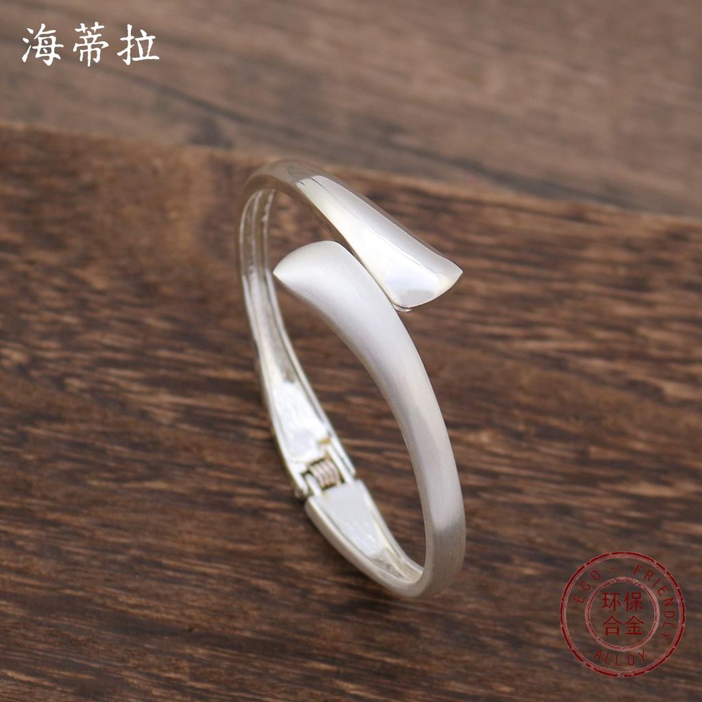 New Irregular Geometric Brushed Opening Bracelet, Women's Geometric Bright Brushed Splicing Bracelet