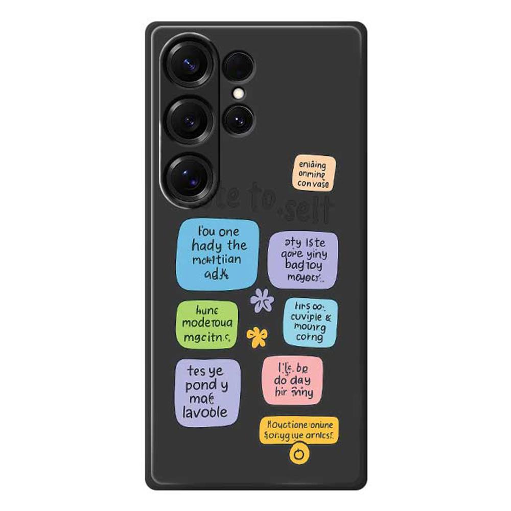 

For Samsung Galaxy S25 Ultra Case Colored Sticky Notes Pattern Printing Straight Edge TPU Phone Back Cover Black