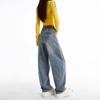 Retro Wide-Leg Jeans for Women - Spring Plus Size, Loose Fit, Floor-Length Pants