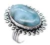 Larimar Natural Gemstone Antique Silver Plated Ring US Size-6 A 381
