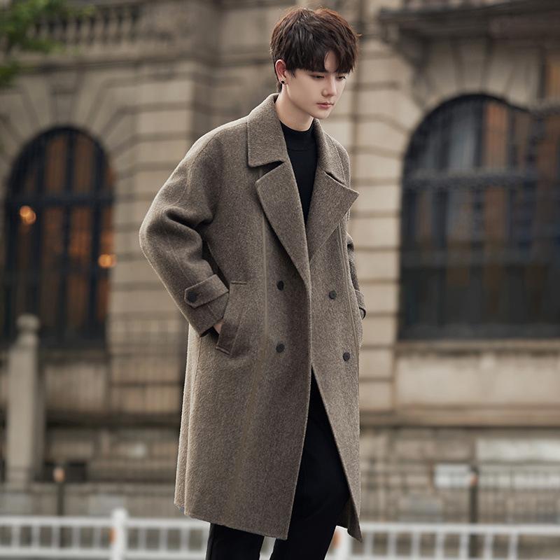 Wool coat men's autumn and winter medium and long light luxury wool sweater lapel men's double-sided wool jacket
