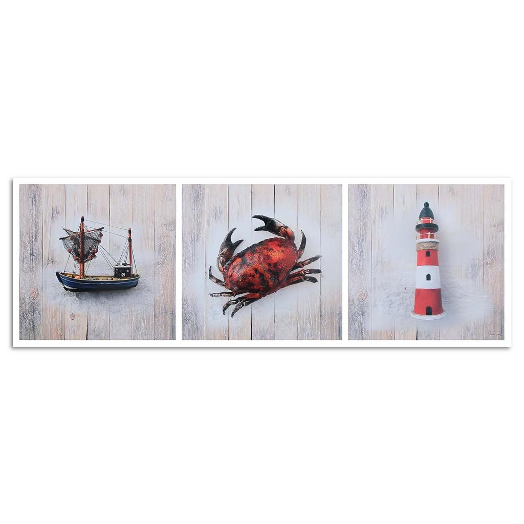 Canvas Print Boat Crab Lighthouse