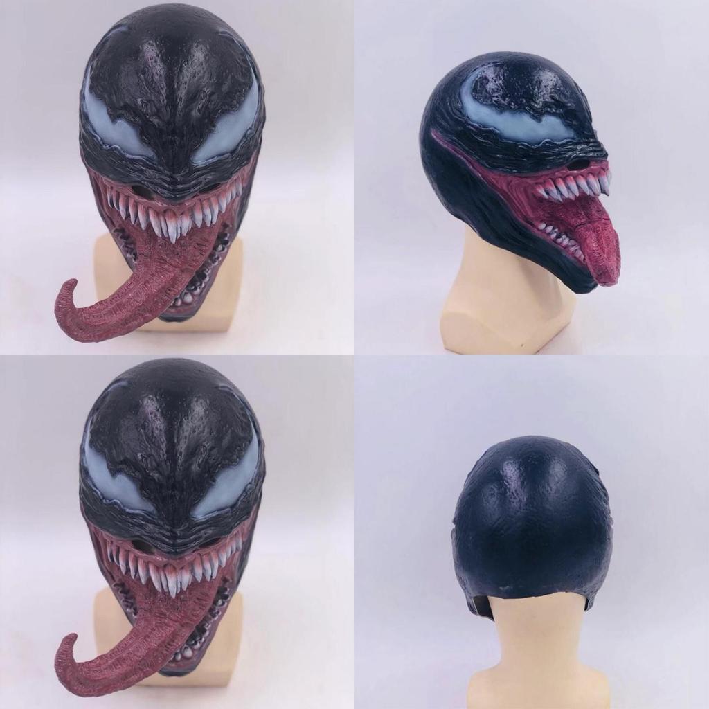 Maschera cosplay di Venom in lattice di alta qualità, realistica, horror, supereroe, Marvel Comics.