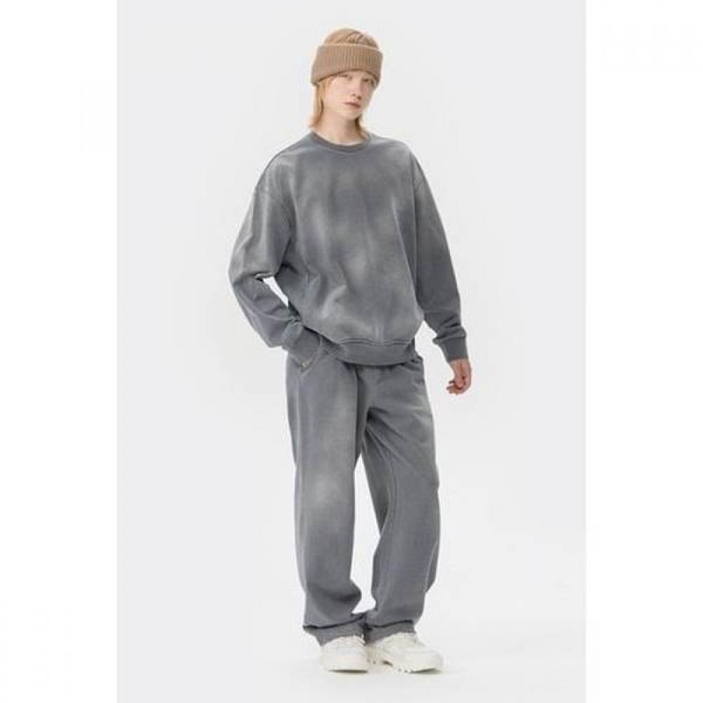 Customellow Loose Fit Brush Dying Cotton Crew Neck Sweatshirt Gray Cwtaw25621gyx
