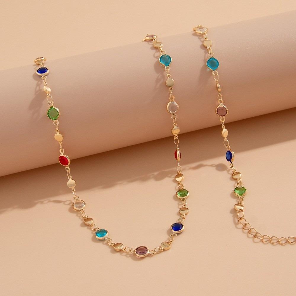 Sexy Elegant Belly Chain Colorful Crystal Waist Chain Adjustable Bikini Belt for Women