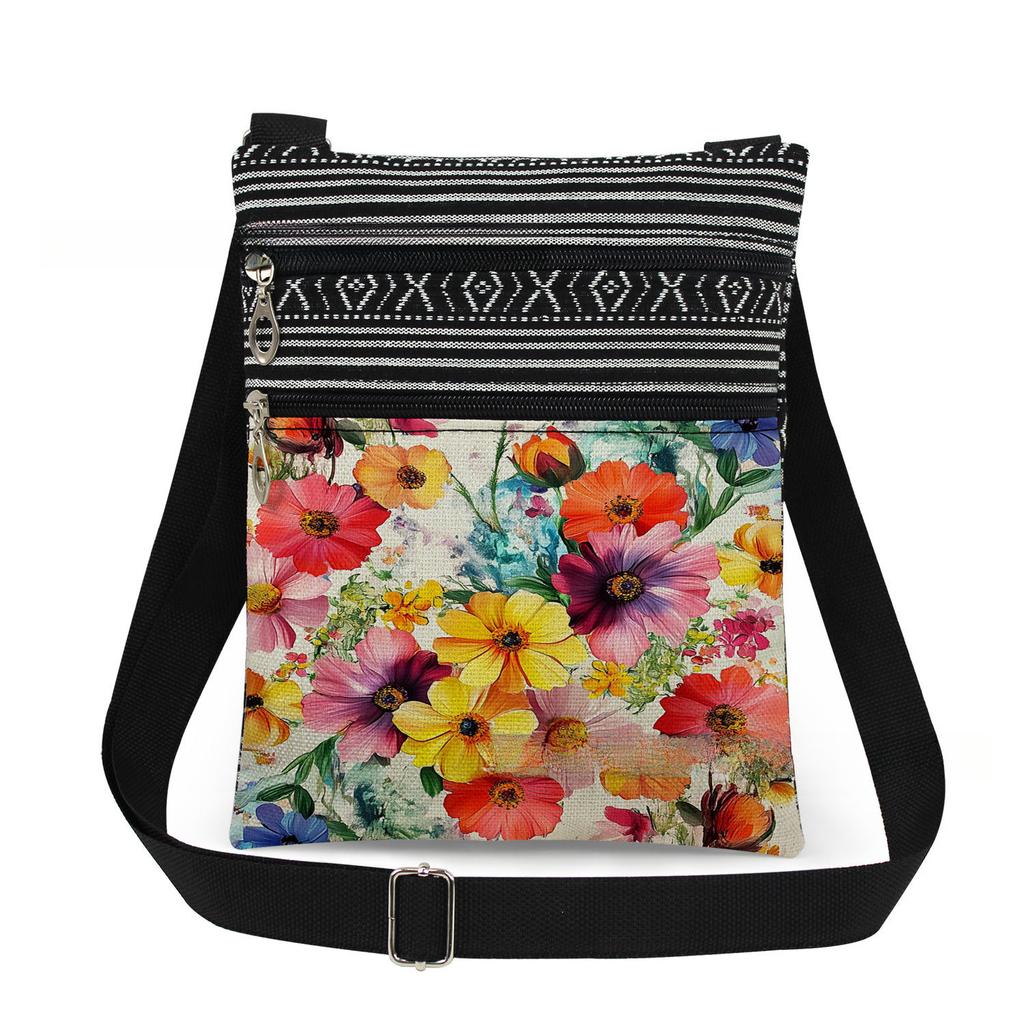 1PC Flower Print Tote Bags Women Shoulder Handbags Postman Package 6909