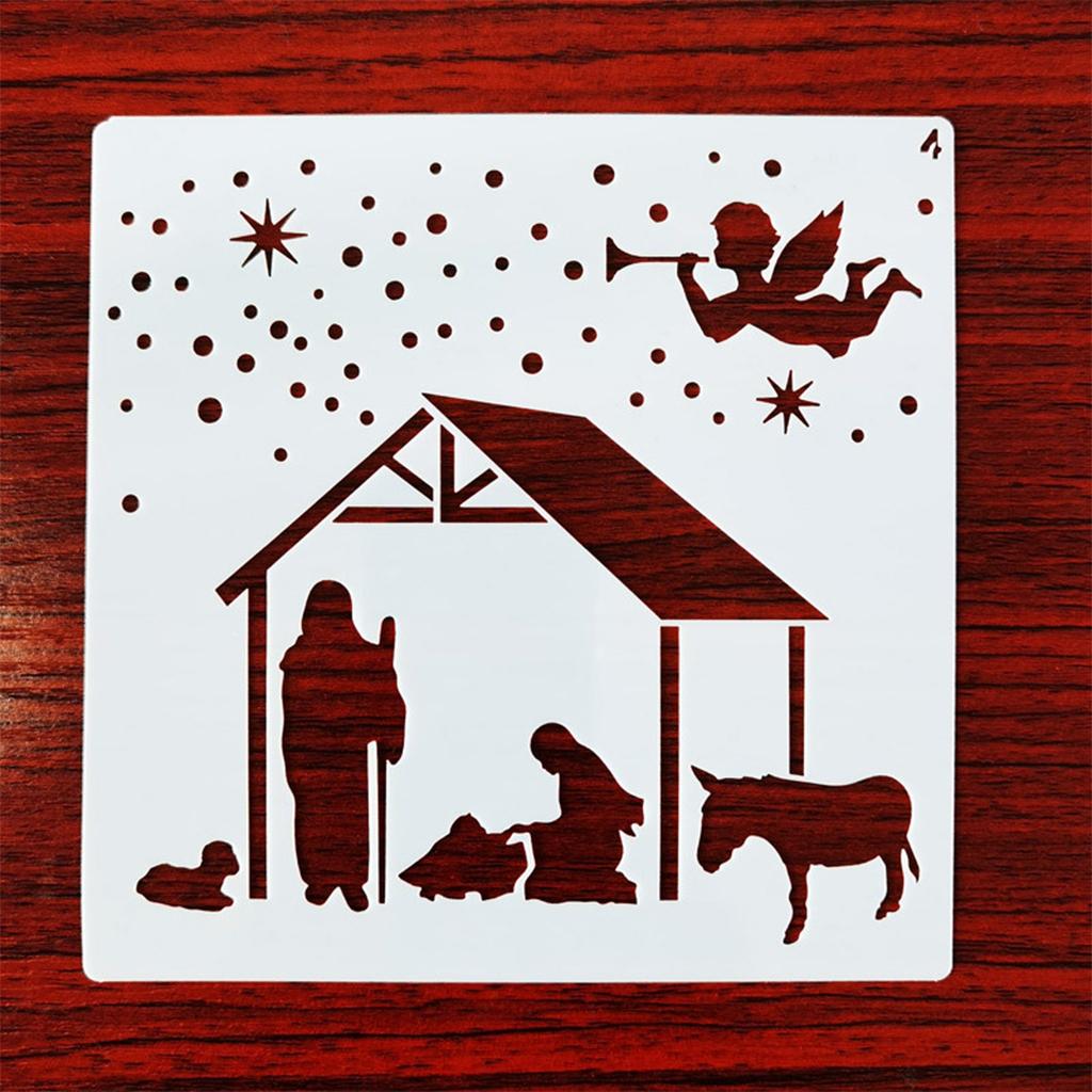 Lot de 12 pochoirs réutilisables pour graffitis de Noël, 12,7 x 12,7 cm, pour décoration de maison, salle de classe, mur, porte