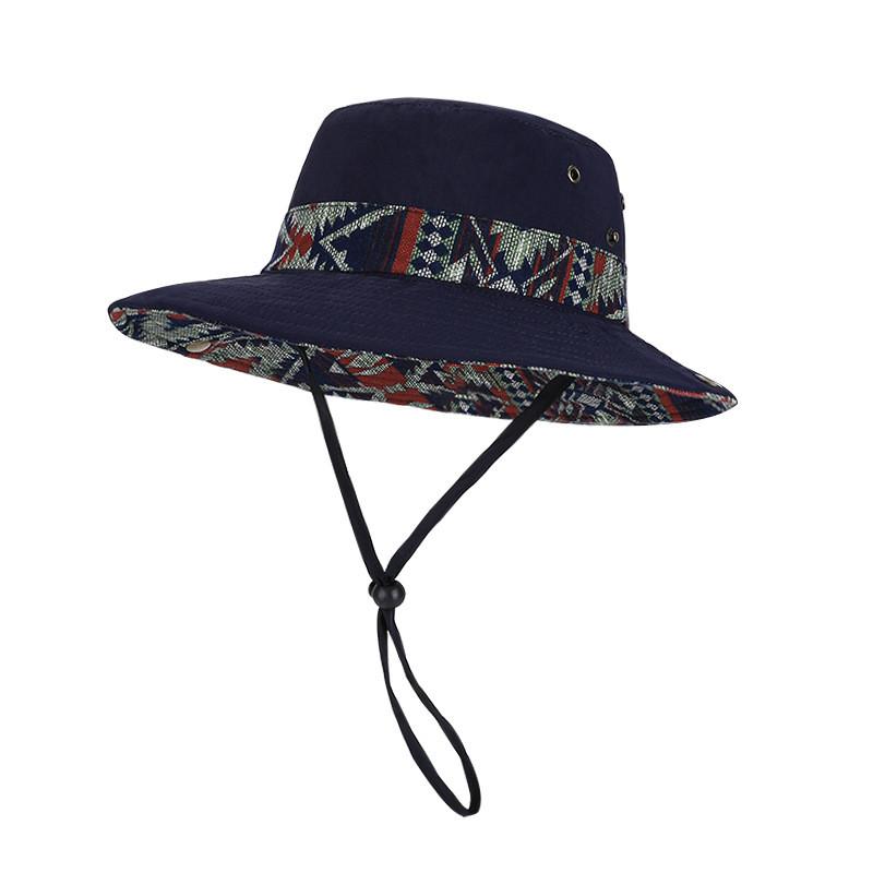 Nylon Outdoor Wide Brim Sun Hat For Hiking Fishing Summer Sun Protection Men Women Navy