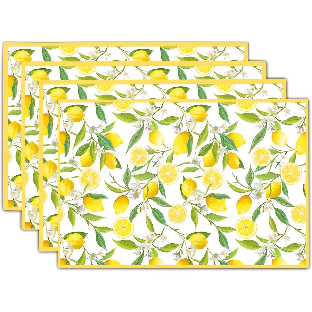 Lemon Flower Table Mat Waterproof, Oil proof, Thermal Insulation Table Mat Fresh Summer Style Desktop Decoration Accessor 2PCS