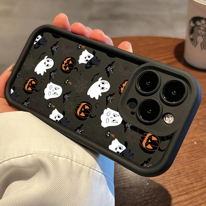Luxus Glückliches Halloween Geist Weiche Handyhülle Für IPhone 16 Pro Max 14 13 12 11 15 Pro 15 16 Plus XR XS Max Anti-Fall Rückseitenhüllen