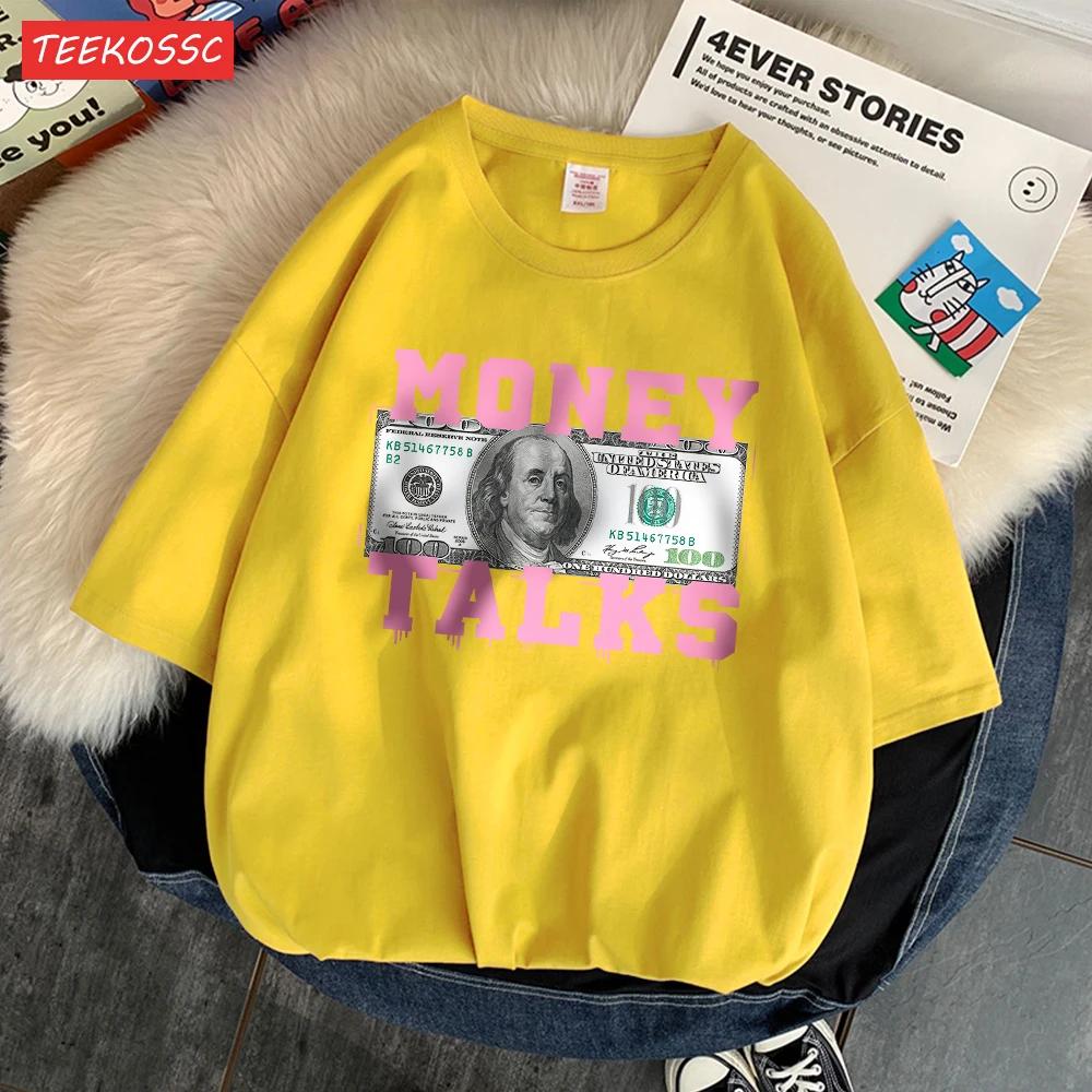 The Power of Money Determines Women's Fashion 100% Pure Cotton T-shirt Design Casual T-shirt High-end Street Short Sleeve