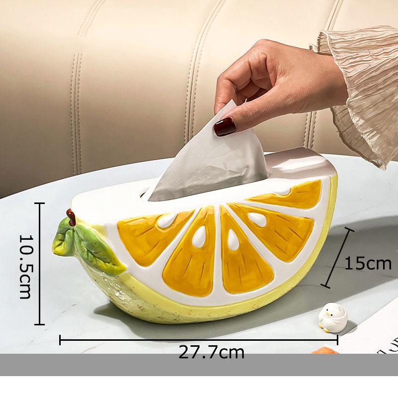 Creative Cute Lemon Shape Ceramic Tissue Box Coffee Table Desk Decoration Lemon Tissue Box Bedside Table Paper Towel Case