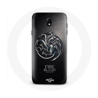 Coque - MANIACASE - Samsung Galaxy J7 2017 - Targaryen De Feu Et De Sang - Souple - Noir