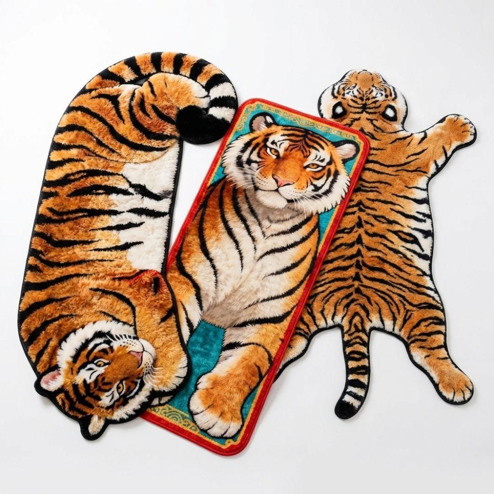 2D Flat Tiger Doormat Water-absorbing Bedside Rug Unique Bedroom Carpet  Home Decor