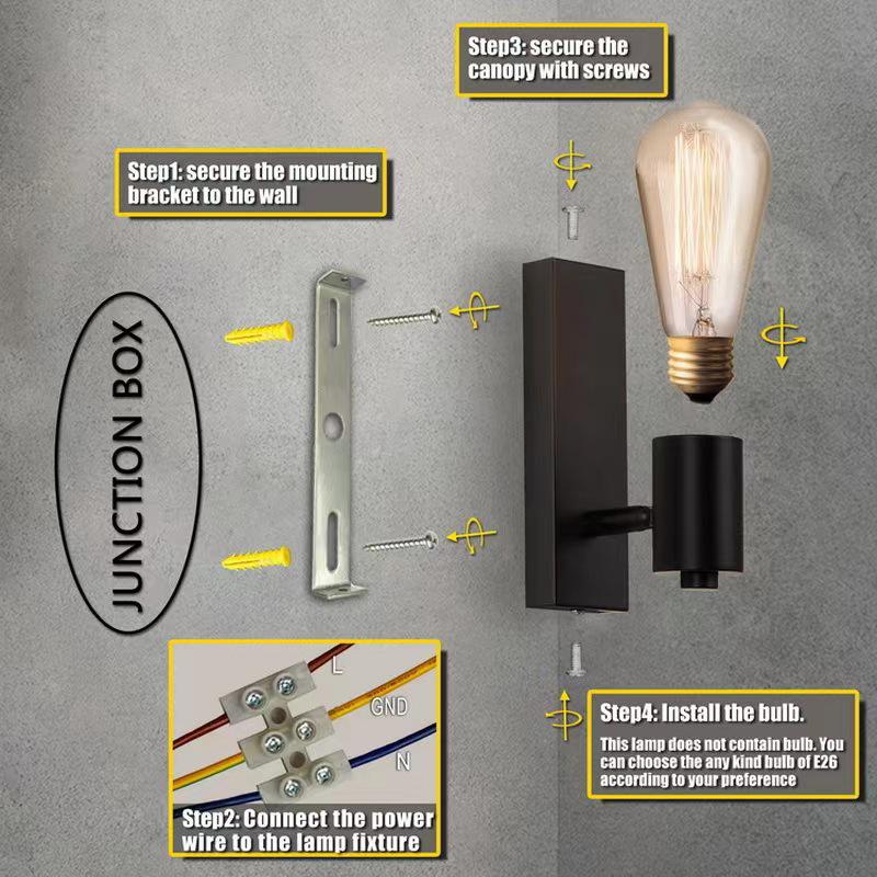 American-Style Industrial LED Double-Head Wall Lamp for Hallways, Bedrooms, and Bathroom Mirrors