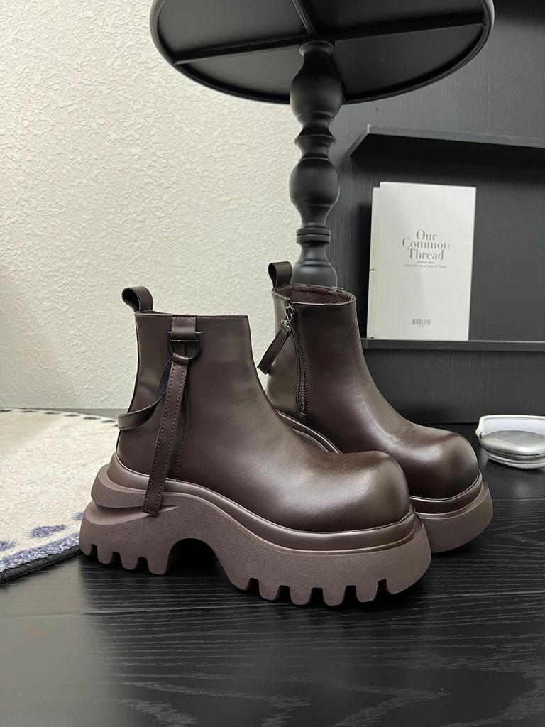 Sheepskin Version~ Thick-soled Heightening Martin Boots Women's 2025 Autumn New Short Tube Thin Small Locomotive Boots Single Boots