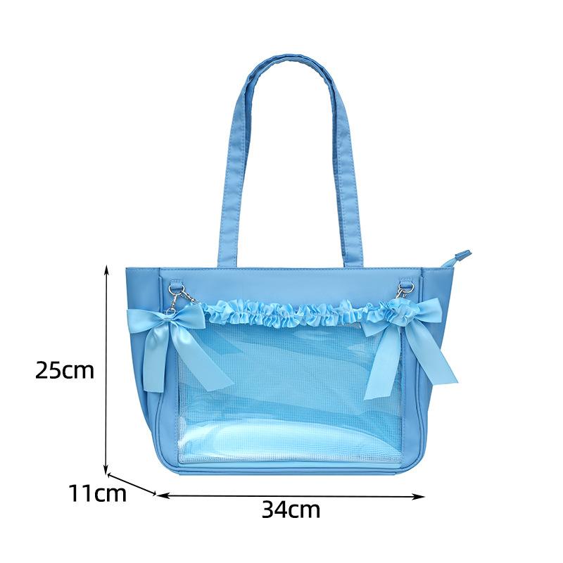 New Girls Large Capacity Dopamine Cute Kawaii Ulzzang Ita Bag Y2K Ribbon Bow Japanese Women Sweet Shoulder Tote Bag
