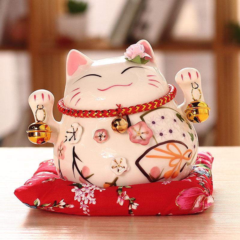 Large Ceramic Lucky Cat Ornament: Creative Piggy Bank & Home Decoration Gift
