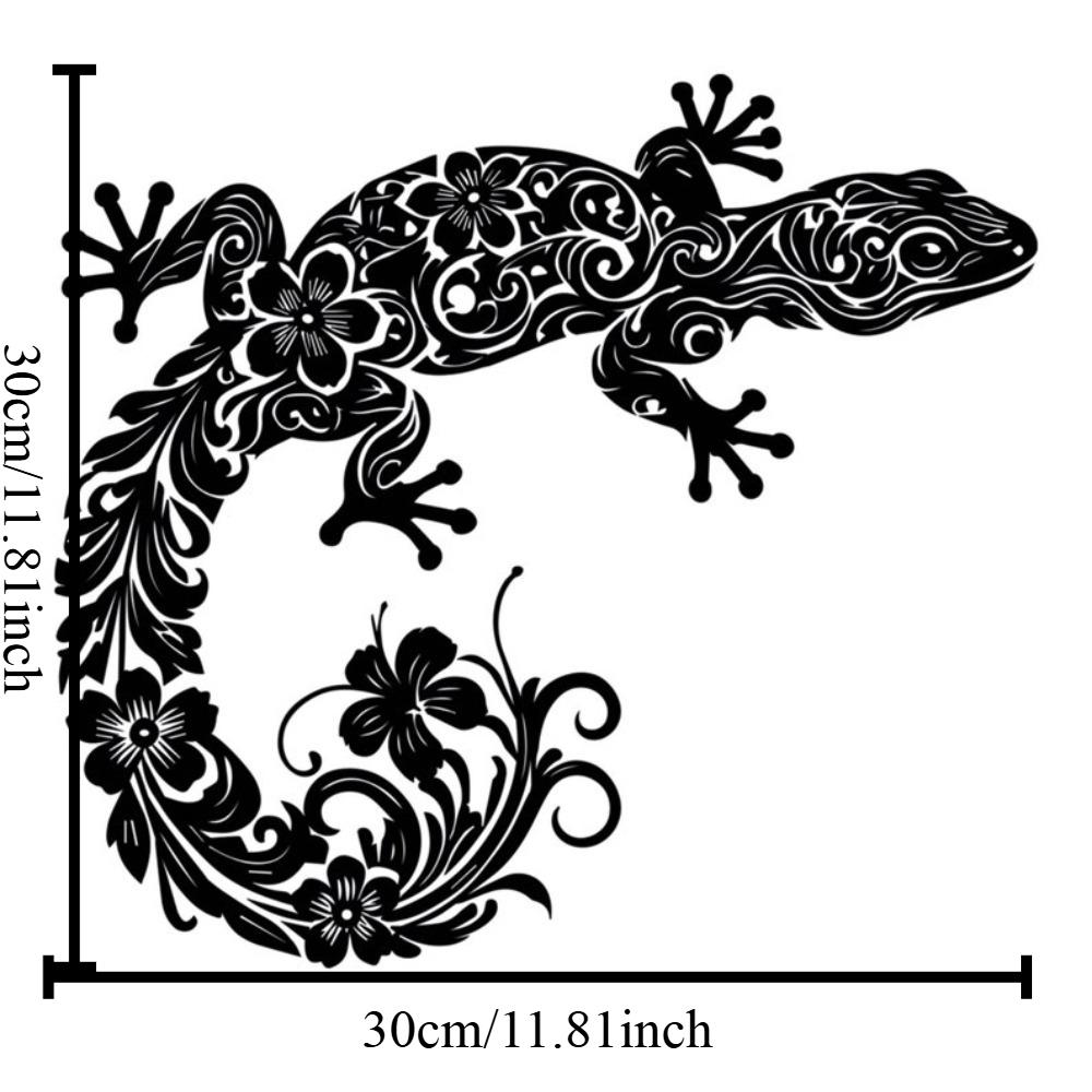 Modern Laser Cut Metal Wall Art Gecko Lizard Decor Tropical Animal Garden Sculpture Geometric Home Hanging 12in чёрный