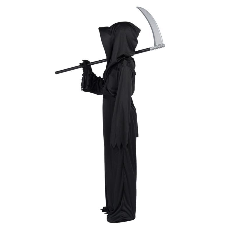 Halloween Grim Reaper Costume Black Hooded Spooky Ghost Robe Dress Up Costume Adult Cosplay Mask Scythe Prop Party