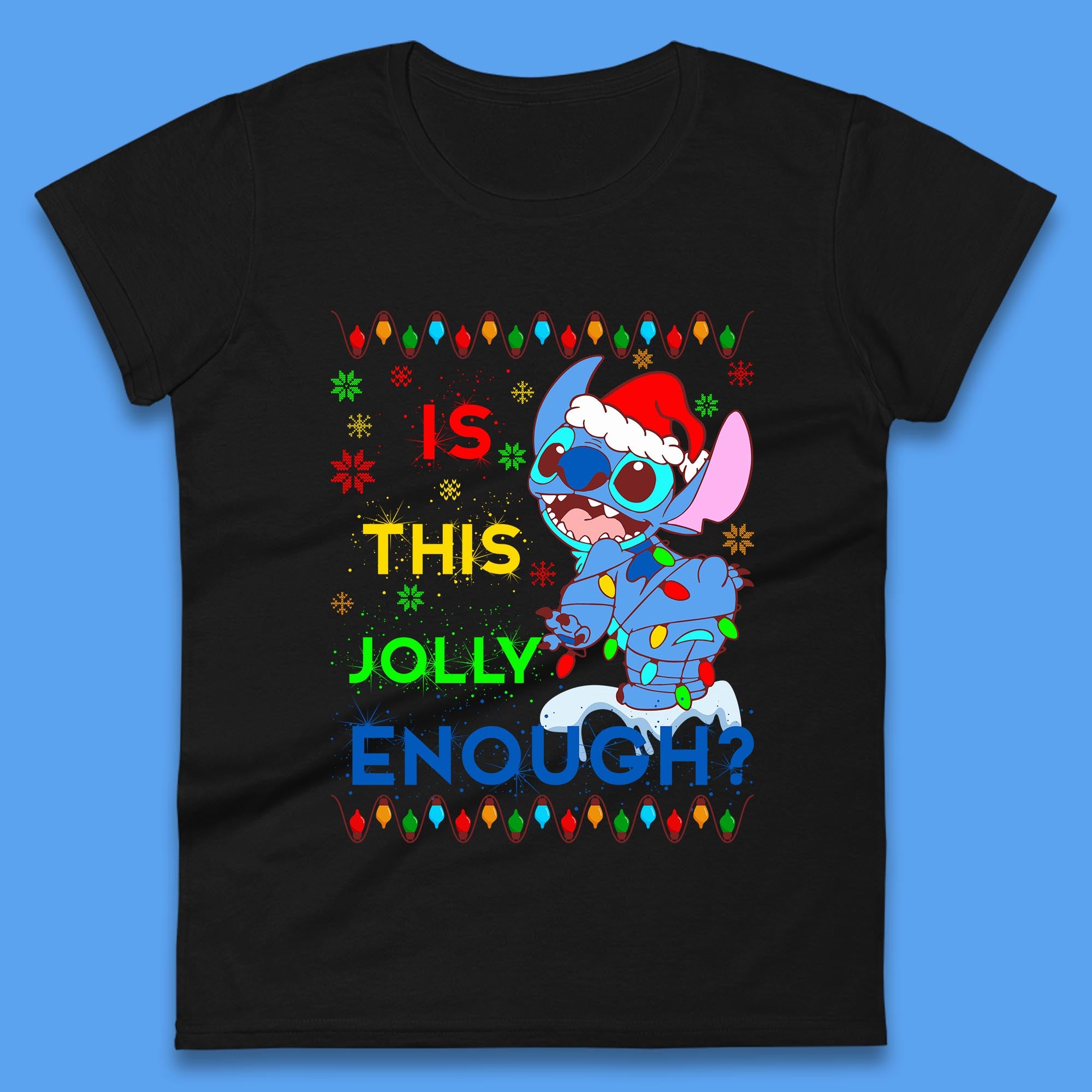 Christmas Stitch Womens T Shirt Mens Tops Tees Unisex Christmas Stitch Is This Jolly Enough Top 2XL