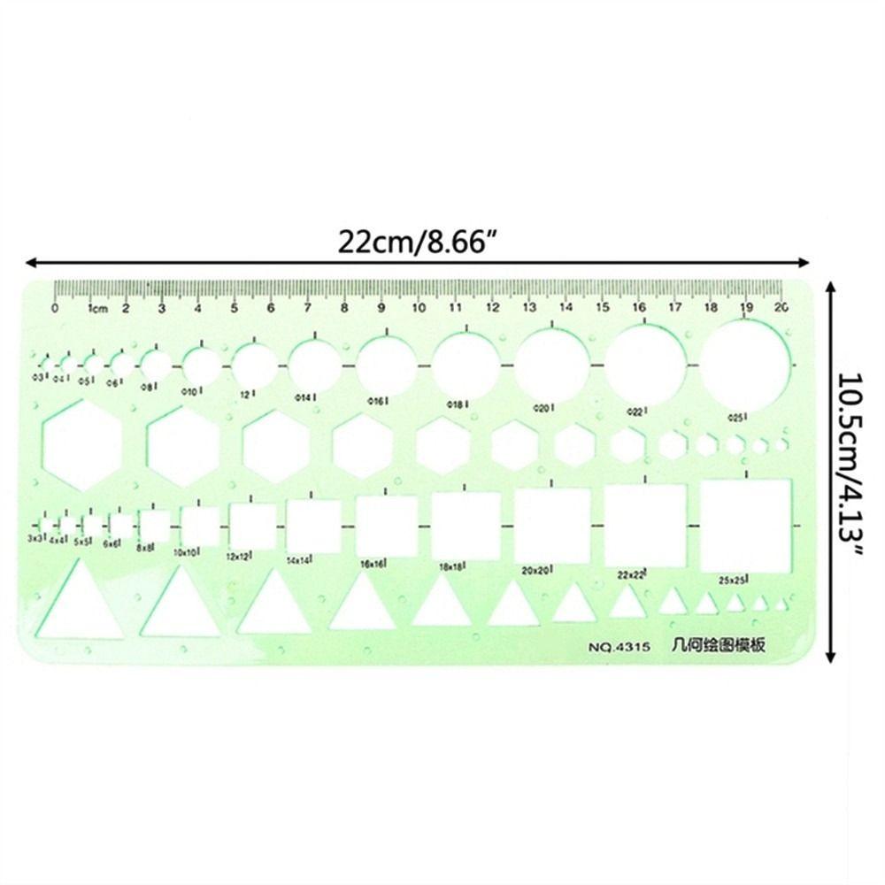 Plastic Green Circles Multi Shaped Oval Curve Ruler Drawing Ruler Geometric Ruler Template Ruler