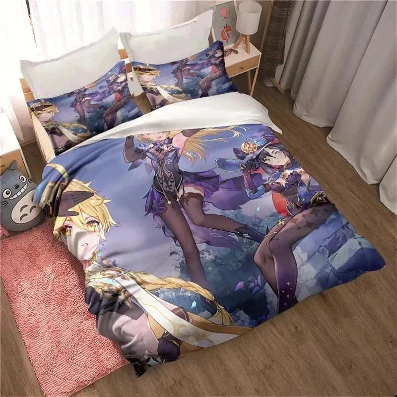 Comforter 3D Genshin Impact Game Anime Bedding Set Bedroom Soft Modern S Comefortable Kids And