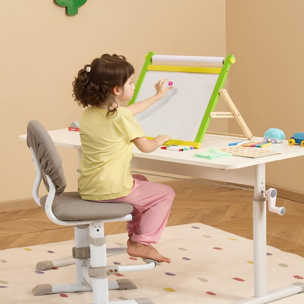 3-in-1 Tabletop Kids Art Easel Double-Sided Magnetic Whiteboard Chalkboard