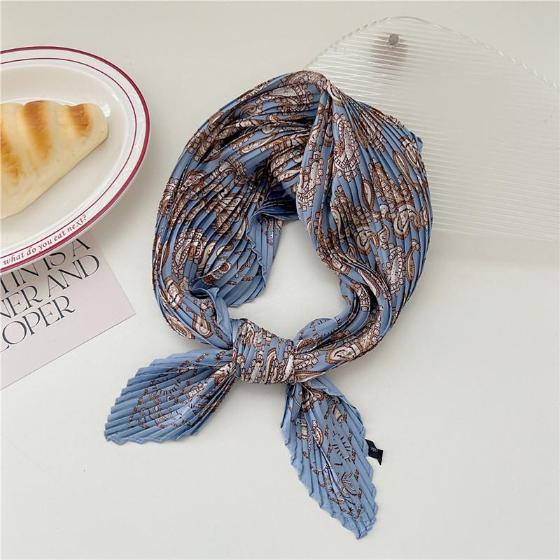 70cm Crumpled Scarf Kerchief Print Square Scarves Women DIY Hair Band Ribbon Headscarf Bandanas Headband Neck Wraps Neckerchief