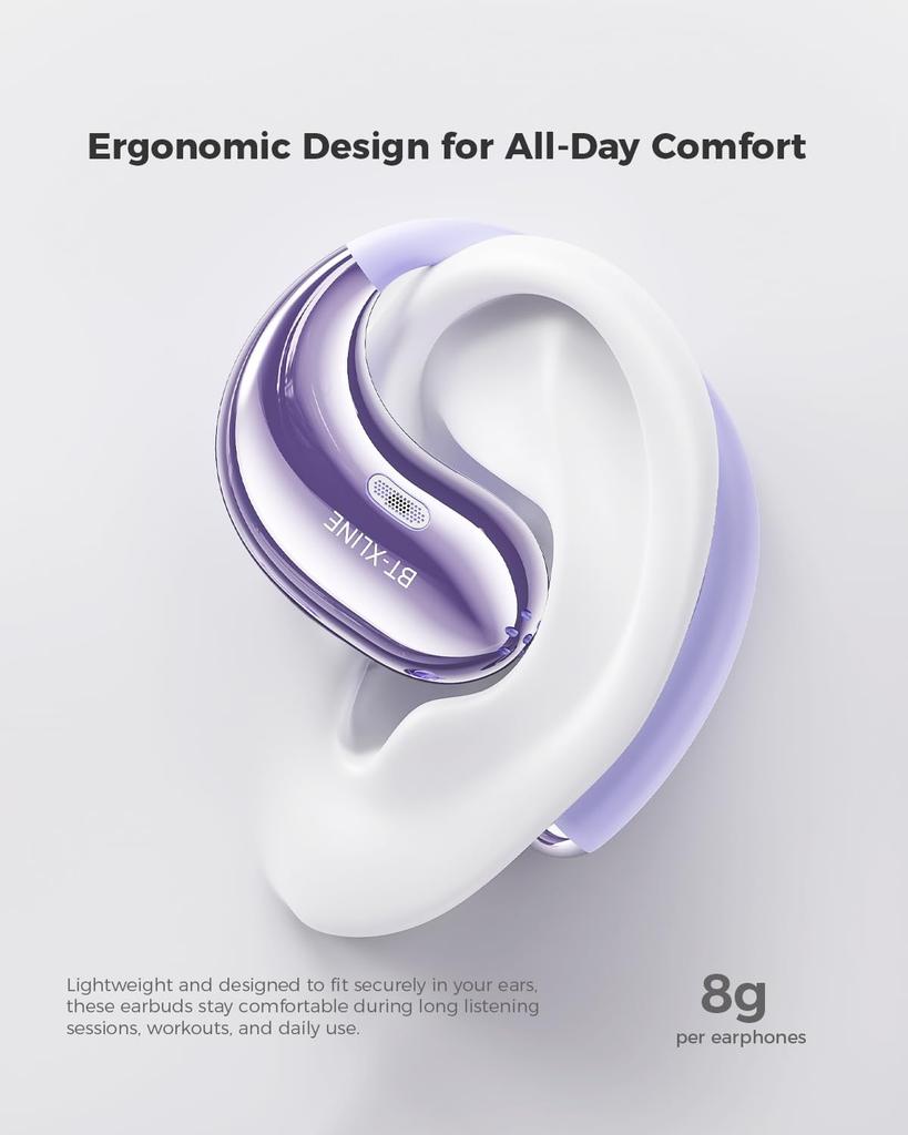 Bluetooth Earphones Battery Lightweight Design Wireless Sports Headphones for the and Travel Ear-hook 6.0 Open-Ear 36-Hour Life, Noise-Canceling